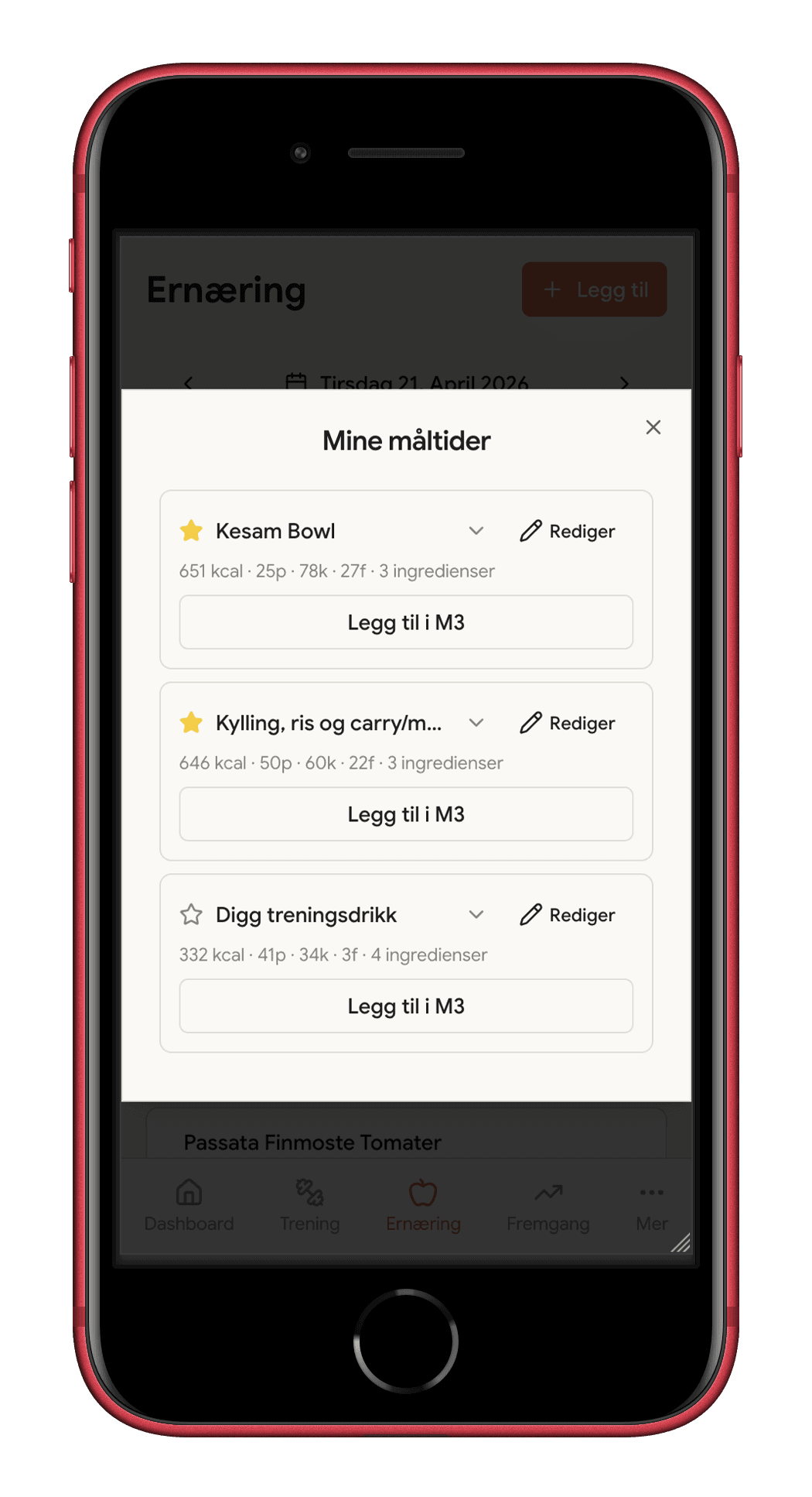 Framvei: Mine måltider