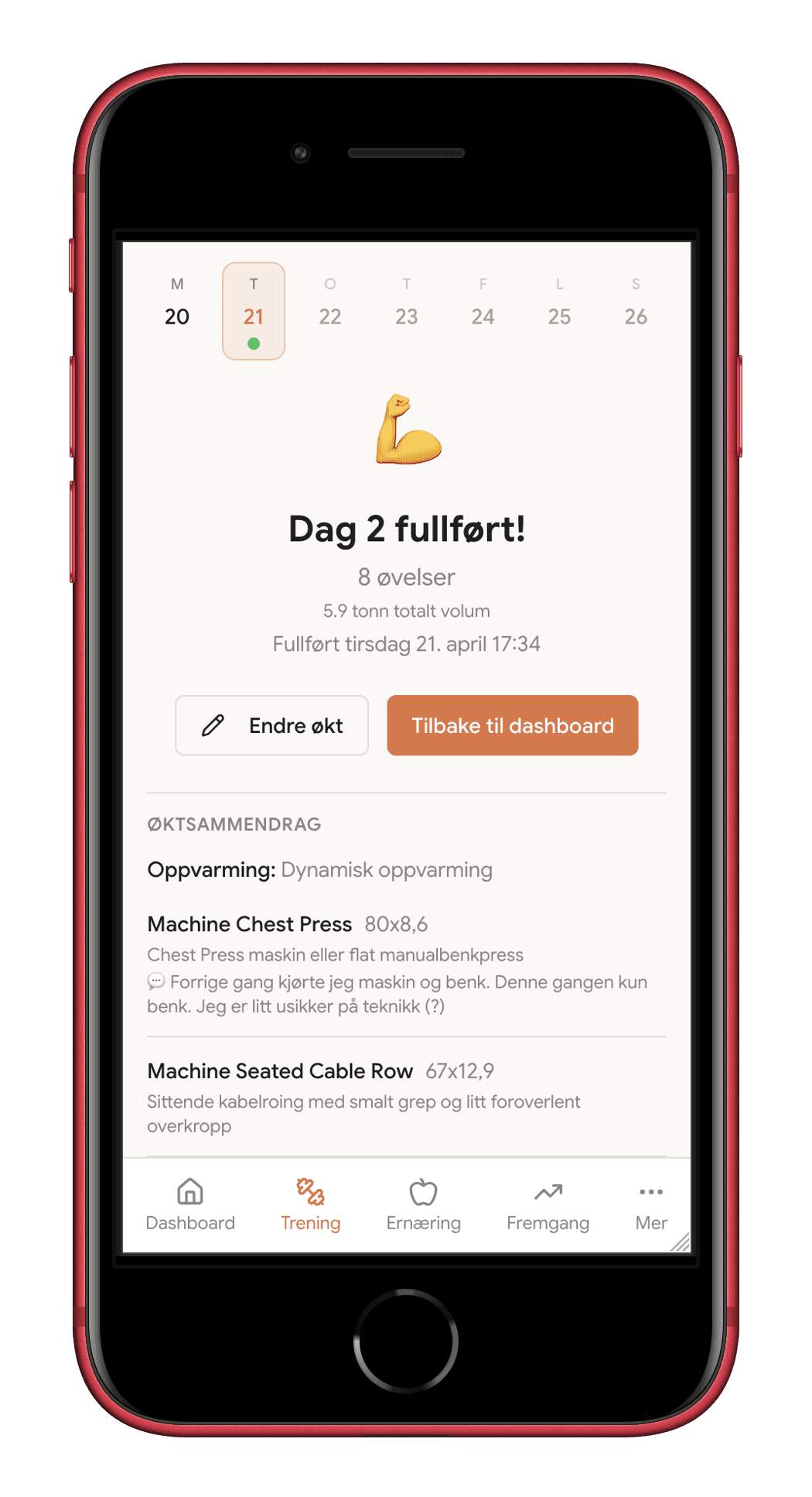 Framvei: Trening fullført